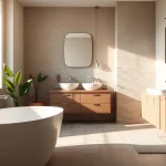 Scopri i sanitari moderni in un elegante ambiente bagno luminoso e minimalista.