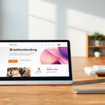 Showcasing brochure website design Essex on a modern tablet in a sleek office setting.