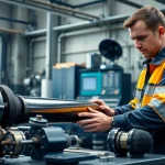 Performing hydraulic cylinder repair in a professional workshop with focused precision.
