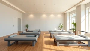 最新機器を備えたプロフェッショナルなピラティススタジオと穏やかな雰囲気を特徴とし、ピラティスのおすすめを強調。