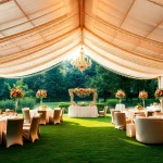 Stunning outdoor setup for Event Rentals, featuring elegant decor and inviting atmosphere.