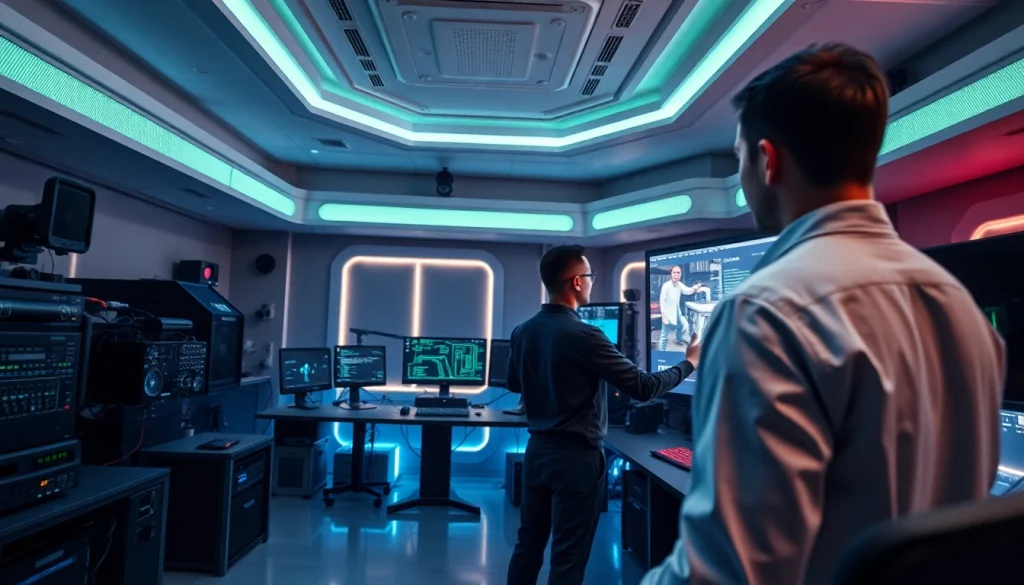 Video to prompt ai technology showcased in a modern workspace with screens and analysis tools.