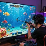 Bắn cá hubet88 gaming scene with animated fish and vibrant underwater graphics in an engaging digital environment.