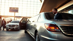 Luxurious Los Angeles Limo service with a sleek stretch limousine at LAX, showcasing premium airport pickup.