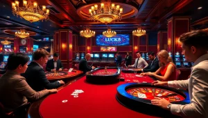 LUCK8 Casino players engaging at professional tables with exciting games and vibrant atmosphere.