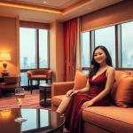 Singapore escort providing a premium experience in a luxurious hotel suite.