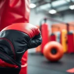 MMA gloves on display in a gym, highlighting their design and quality for serious training.