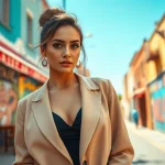 Capture of Beauty and Style through a model's vibrant fashion in a colorful urban setting.