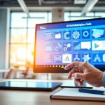 Engaging interaction in an ai tool marketplace showcasing intuitive software interfaces.