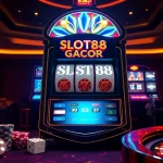 Experience thrilling gameplay at SLOT88 gacor with vibrant slot machines and poker chips.
