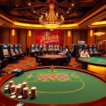 Experience the thrill of online gambling at xin88 with players enjoying casino games and vibrant visuals.
