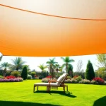 Enhance your outdoor space with elegant outdoor shades in a vibrant garden setting.