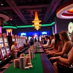 Players enjoying slot machines at a vibrant casino, capturing the excitement of 888new gaming experiences.