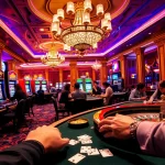 Une scène animée d'un meilleur casino en ligne avec une table de roulette animée et des joueurs de poker.