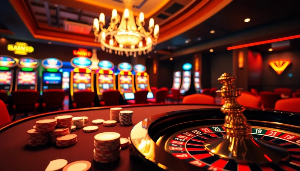 Vivez l'excitation au meilleur casino en ligne avec des tables de jeux vibrantes et une ambiance dorée.