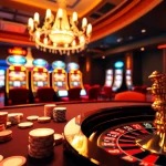 Vivez l'excitation au meilleur casino en ligne avec des tables de jeux vibrantes et une ambiance dorée.