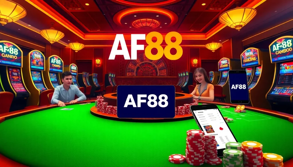 Experience the thrill of gambling at AF88's vibrant casino scene with engaging slot machines and poker tables.