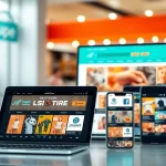 Showcasing a vibrant Multi-Store digital marketplace interface on devices.