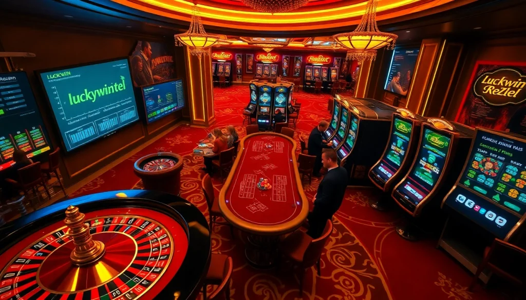 Experience the thrilling online gambling interface at Luckywin tel, featuring vibrant casino games and exciting visuals.