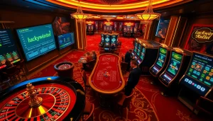 Experience the thrilling online gambling interface at Luckywin tel, featuring vibrant casino games and exciting visuals.