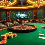 TV88 poker players placing bets at a luxurious casino table