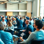 Engaging construction network association event showcasing professionals sharing insights and networking.
