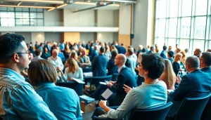 Engaging construction network association event showcasing professionals sharing insights and networking.