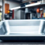 Efficient oil drain pan designed for quick and clean oil changes in automotive workshops.
