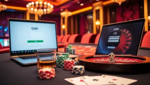 Login at đăng nhập qq88 featuring a colorful poker table and online casino interface.