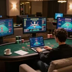 Engaging with king33 online casino on a laptop while enjoying a cozy living room.