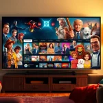 Watch popular shows on gowatchseries in a vibrant living room setting.