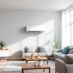 Highlighting a daikin mini split ac unit in a stylish living room showcasing modern décor.