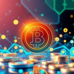 Visualize a crypto logo amidst digital icons, highlighting the essence of cryptocurrency.
