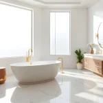 Relaxing bathroom remodel near me featuring modern design elements and natural light.
