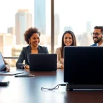 Engage with top business phone providers discussing communication solutions.