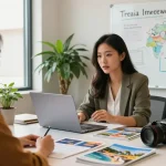 Client interaction in a travel agency crm setting, showcasing personalized travel planning experience.