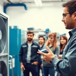 Engaging HVAC technician training session with students learning hands-on skills.