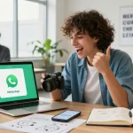 Engaging WhatsApp下載 demonstration in a vibrant workspace highlighting collaboration and modern communication.