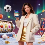 Engage in thrilling slot depo 5k action with vibrant visuals, showcasing a sports betting app and dynamic game elements.
