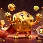 Experience the thrill with Link tải sunwin as golden dice characters engage in dynamic gambling action.