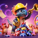 Scopri la lista casino non AAMS con personaggi gioiosi tra palline colorate e chips da poker.
