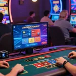 Exciting scene of diverse players at credit card casinos UK enjoying games with vibrant graphics and engaging gameplay.