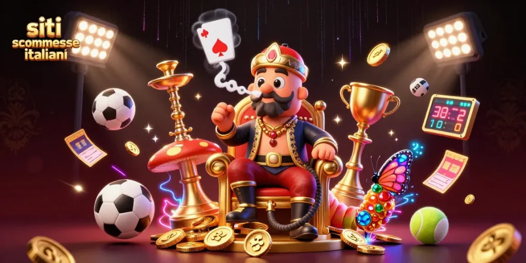Scommetti su siti scommesse italiani con un'illustrazione vivace di gioco e premi emozionanti.