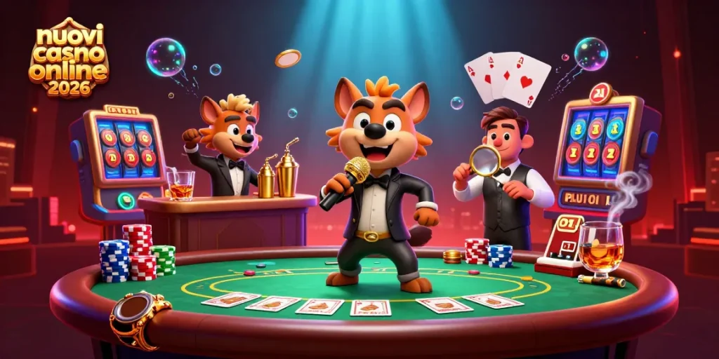Nuovi casino online 2026: un'illustrazione 3D di divertimento al casinò con i personaggi animali