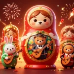 Jouez à casino en ligne argent réel avec des ours Matryoshka et des éléments de machine à sous.
