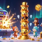Vivi l'emozione di un crypto casino Italia con questo totem di animali e slot machine scintillante.