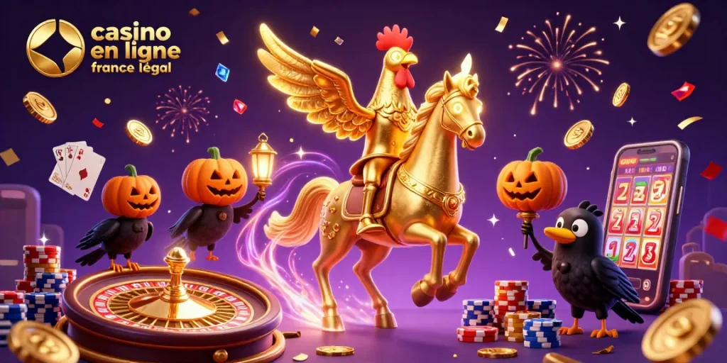 Visitez le casino en ligne France légal et plongez dans l'excitation des jeux avec le coq doré et ses amis.