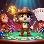 Casino en ligne France légal : chat explorateur et singe découvrent un trésor dans un temple.