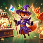 Engage with situs toto in a vibrant 3D illustration featuring a mystical wizard fox and fiery phoenix.