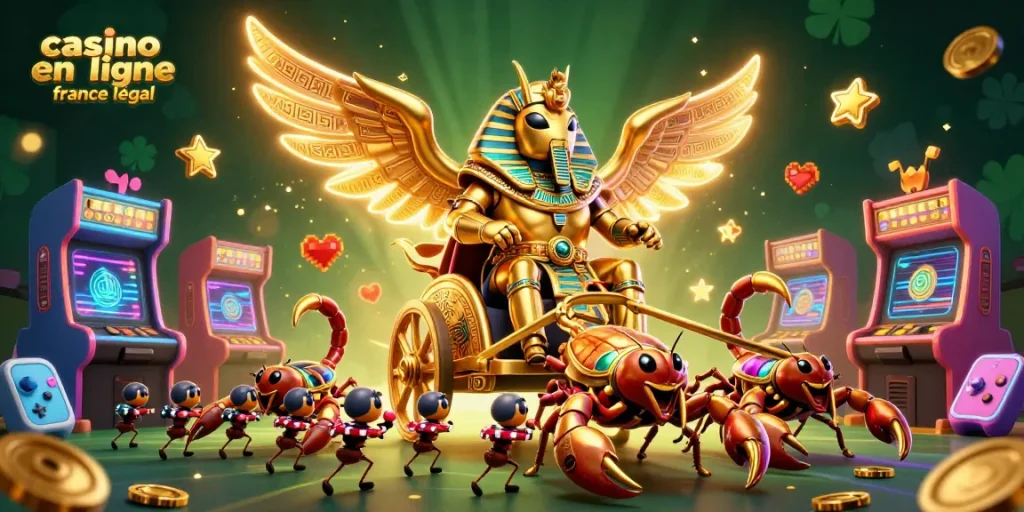 Plongez dans le monde des jeux avec ce visuel captivant de casino en ligne légal en France, où des éléments de jeu riches définissent l'expérience.